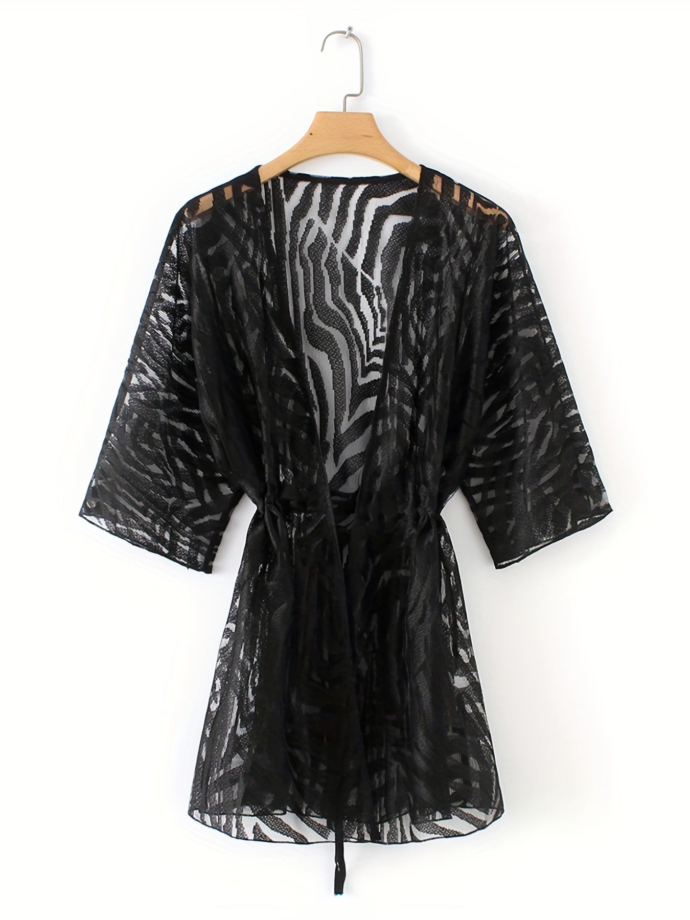 V Neck Cover Up Shirt Semi Sheer Long Sleeves Casual Cardigan