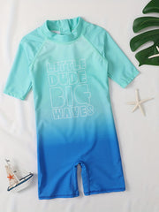 Boys Green Gradient Onesies Swimsuit