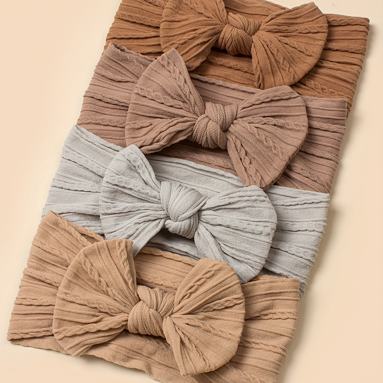 4pcs Jacquard Bow Wide Brim Headband for Infant Toddler Baby