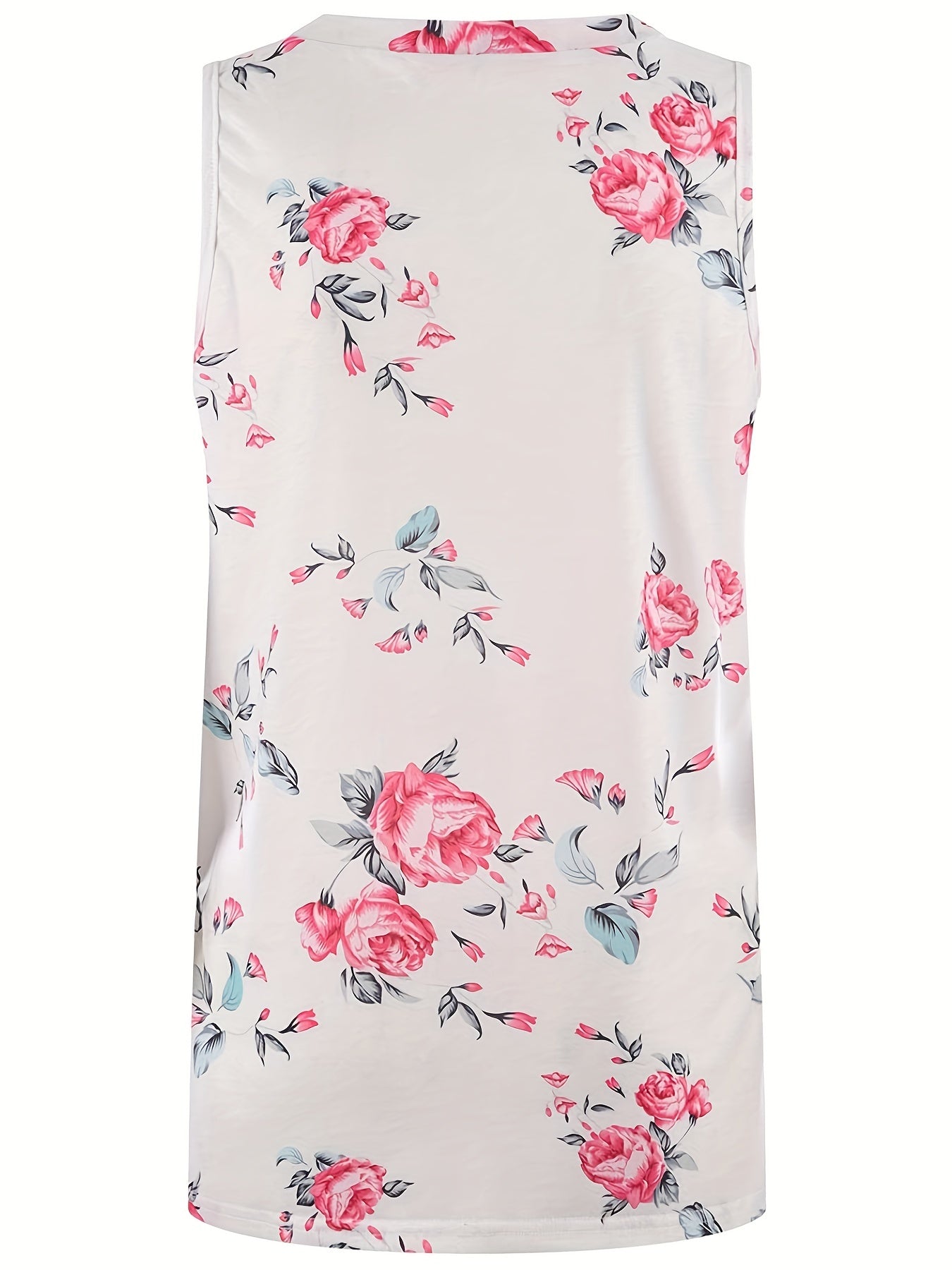 Floral Print V Neck Tank Top Sleeveless Casual Summer Women's Clothing