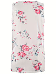 Floral Print V Neck Tank Top Sleeveless Casual Summer Women's Clothing
