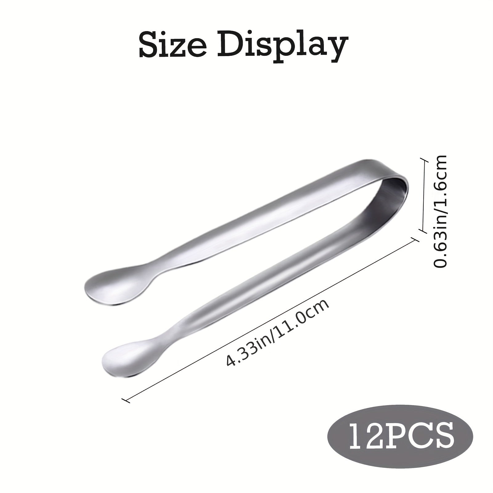 6/12pcs Stainless Steel Ice Cube Tongs Bread Baking Clips