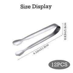 6/12pcs Stainless Steel Ice Cube Tongs Bread Baking Clips