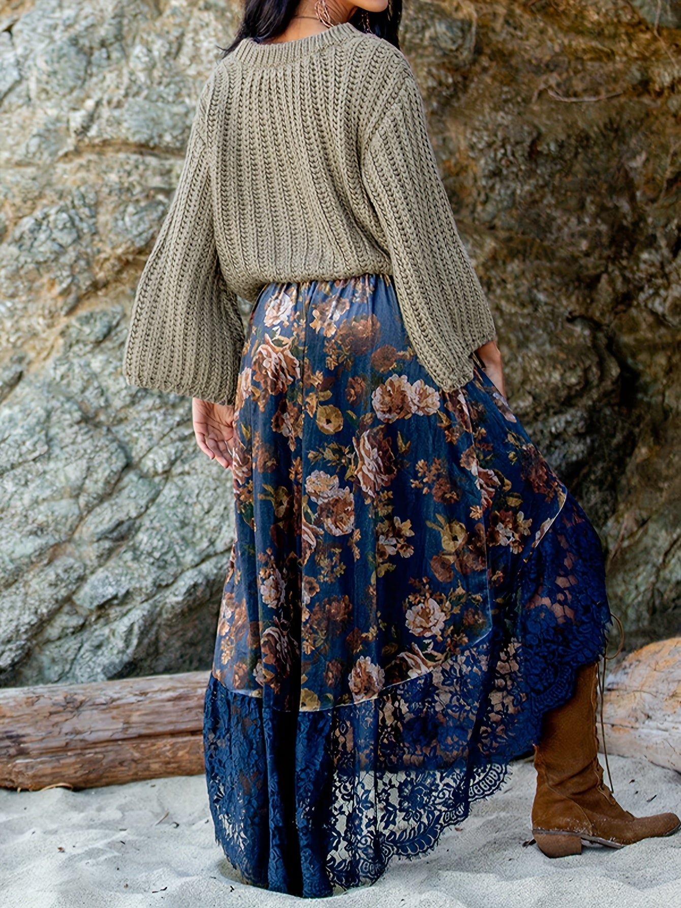 Casual V-Neck Sweater Solid Long Sleeve Jumper