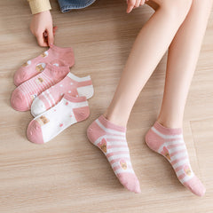 5 Pairs Women's Cute Kitty Crew Socks