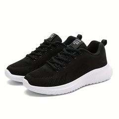 Women's Solid Running Shoes Flying Woven Mesh Breathable Walking Shoes