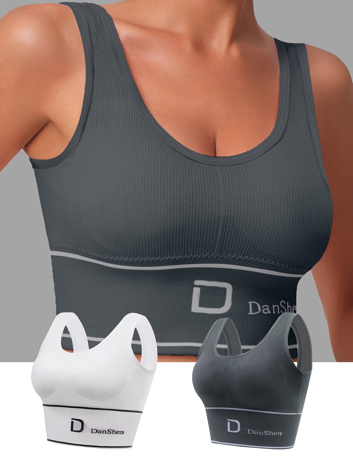 2pcs Letter Print Sports Bra Yoga Crop Tank Top Women's Activewear