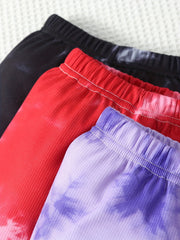 3pcs Baby's Tie Dye Ribbed Long Pants Spring Autumn Trousers