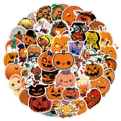 50pcs Halloween Pumpkin Stickers Water Bottle Laptop Envelopes Party Supplies