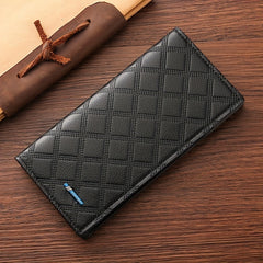 Men's Rhombus Card Thin Leather Wallet Soft Business Jacket
