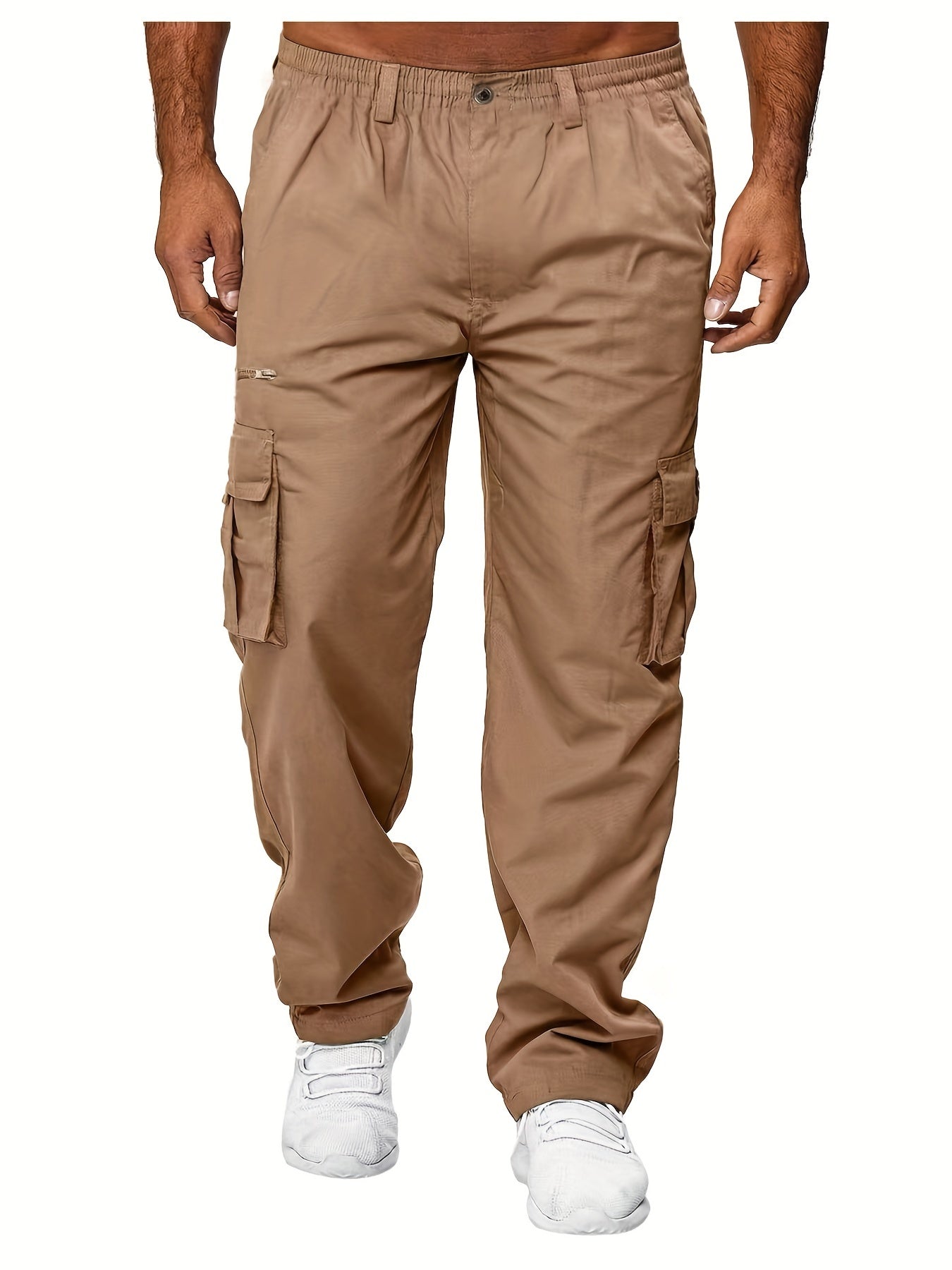 Men's Cargo Work Trousers Thin Relaxed Fit Stretch Combat Jogging Bottoms