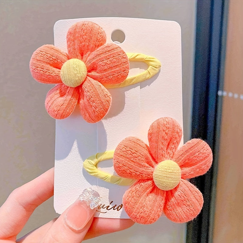 2pcs Colorful Flower Hair Clips for Baby Girls
