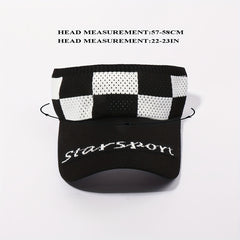 Ponytail Visor Hat UV Protection Plaid Knitted Sun Hat Lightweight