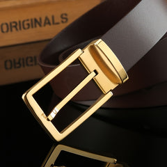 Men's Cowhide Leather Belt Stainless Steel Buckle Strong Tensile