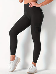 High Waist Yoga Pants With Pockets Stretch Workout Leggings For Women
