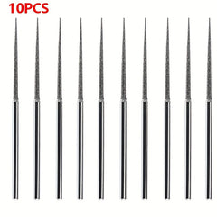 10pcs Diamond Grinding Head Burr Punch Needle Bits 3mm Shank Small Long Cone 1mm