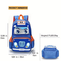 Kids Cartoon Bus Backpack Casual School Bag Travel Bag