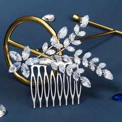 Bridal Crystal Hair Comb Wedding Hair Accessories Alloy Leaf Insert Comb