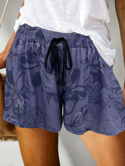 Women's Plus Floral Print Elastic High Rise Loose Shorts