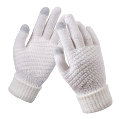 Winter Touch Screen Warm Gloves Stretchy Thicken Knitted Full Finger Gloves