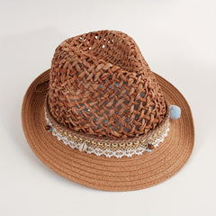 Vintage Jazz Fedora Cap Boho Straw Sun Hat