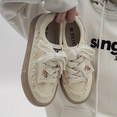 Platform Lace-Up Skate Shoes Thick Sole Women's Sneakers