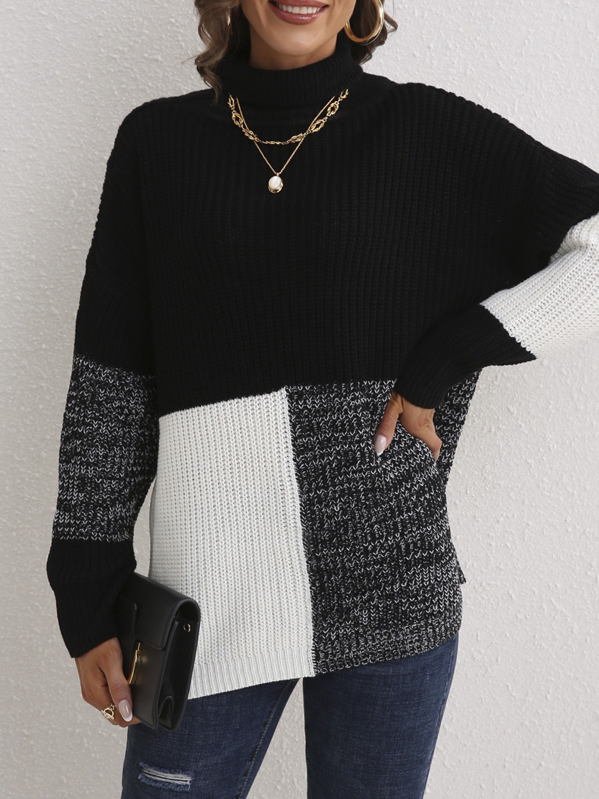 Block Drop Shoulder Sweater Women's