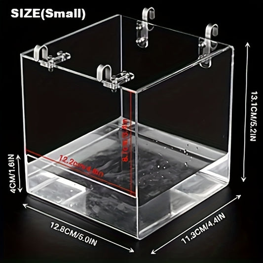Acrylic Transparent Bird Bath Cage with Hanging Hooks Bird Feeder