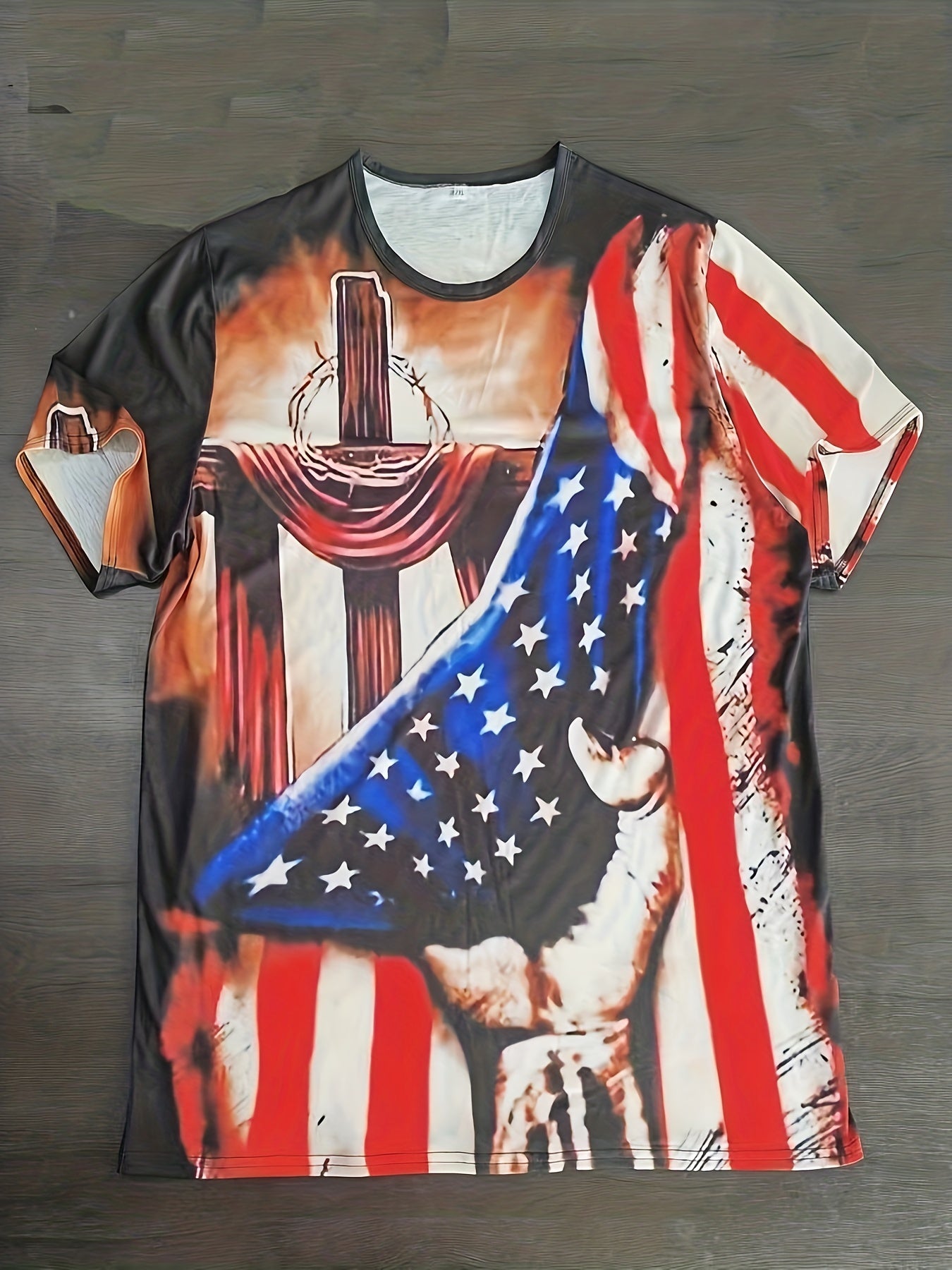 Patriotic 3D Graphic Print Men's T Shirt Short Sleeve