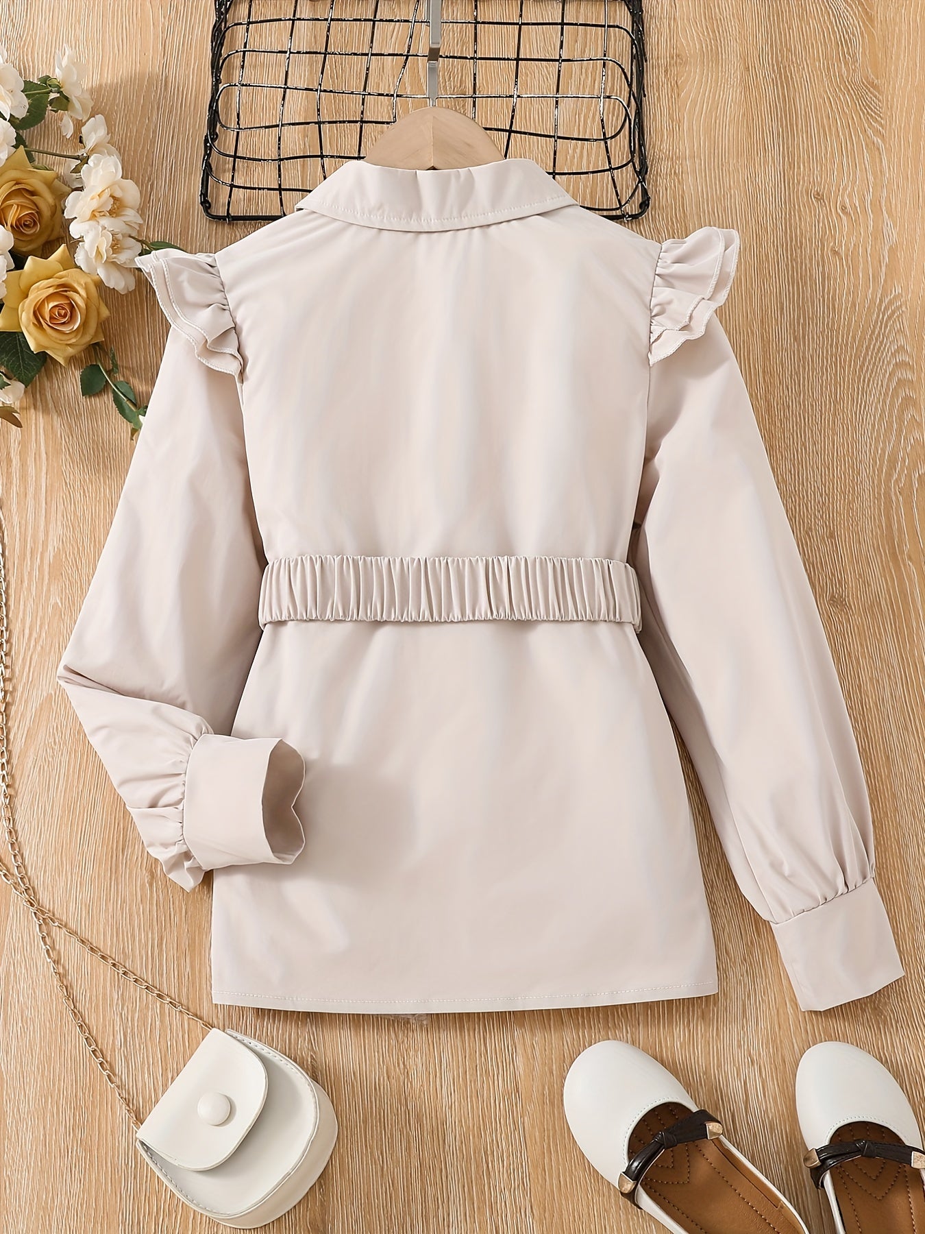 Girls Ruffled Shirt With Belt - Autumn/Spring Kids Clothes