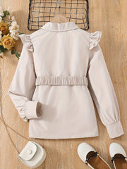 Girls Ruffled Shirt With Belt - Autumn/Spring Kids Clothes