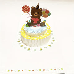 3D Pop up Bear Lollipop Cake Greeting Card for Students' Birthdays