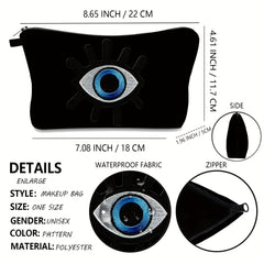 Eye Printed Cosmetic Pouch for Women - Roomy Makeup Bag with Zipper