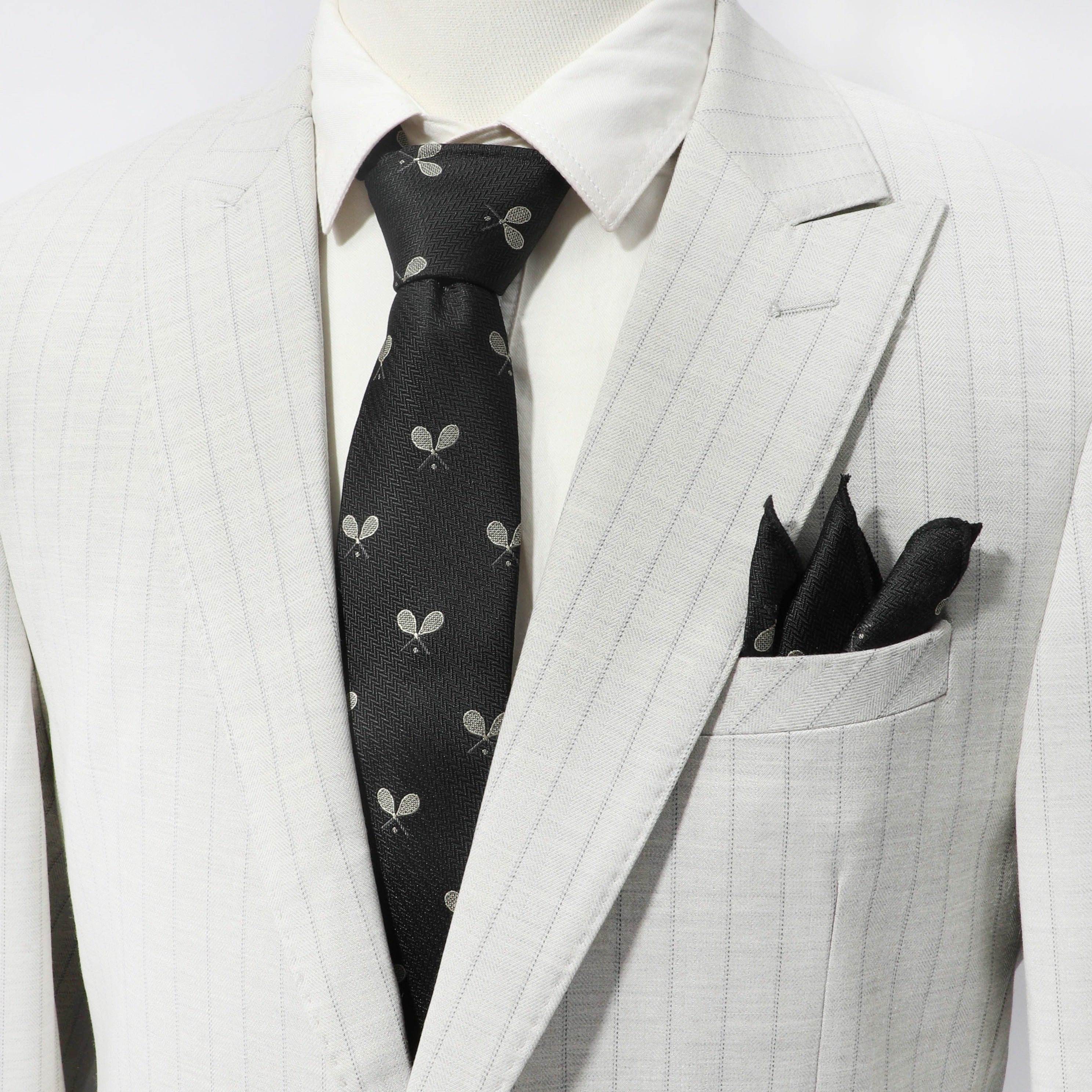3pc Men's Suit Set Business Banquet Wedding Neck Tie Chest Scarf