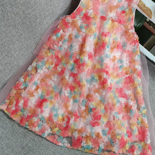 Girls Cute Flower Sleeveless Dress for Summer