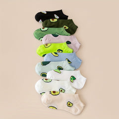 10 Pairs Avocado Print Socks Soft Lightweight Low Cut Ankle Socks
