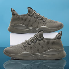 Men's Breathable Knit Lace Up Casual Shoes Non-slip Running Sneakers