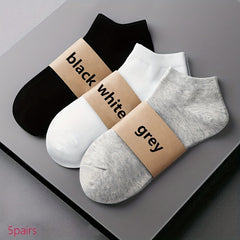 5 Pairs Soft & Lightweight Solid Ankle Socks Women's Stockings & Hosiery