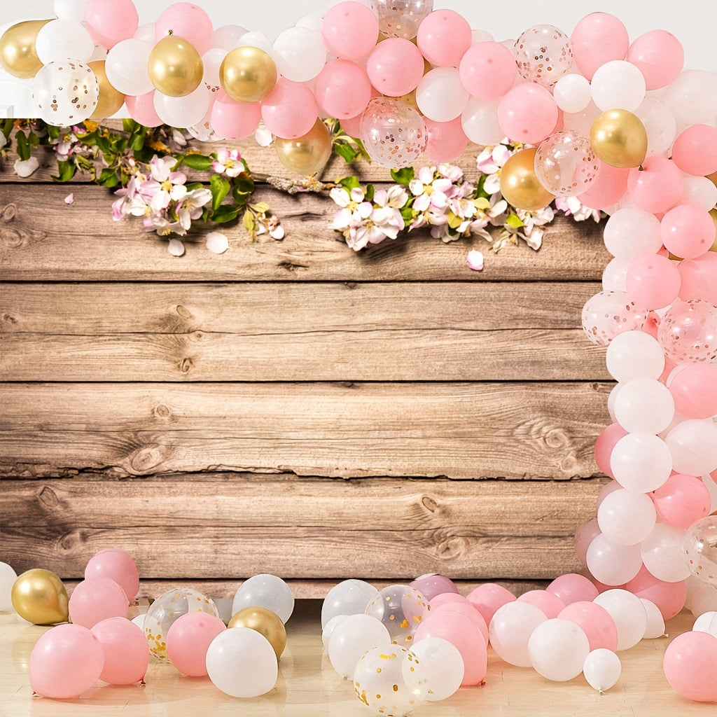 Wood Wall Photography Backdrop Spring Flowers 4x91 Birthday Party Photo Backgrou
