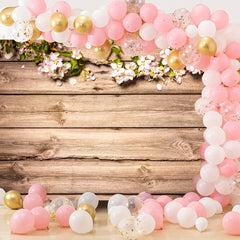 Wood Wall Photography Backdrop Spring Flowers 4x91 Birthday Party Photo Backgrou