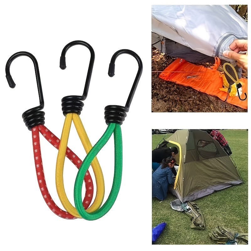6pcs Elastic Rope Bungee Cord Hooks for Outdoor Camping Tent Boats