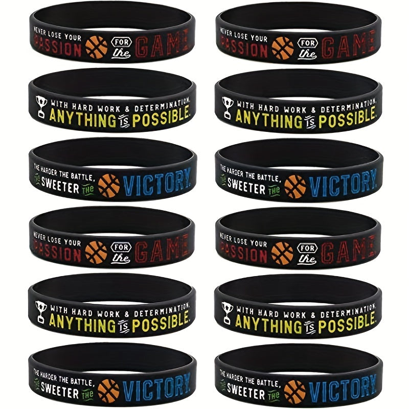 3pcs Victory Basketball Motivational Silicone Bracelets