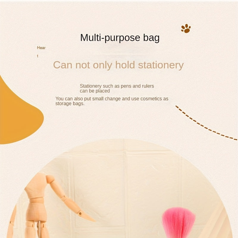 Thickened Mesh Handheld Pencil Case & Large Capacity Stationery Bag
