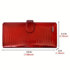 Women's Crocodile Embossed Trifold Long Wallet