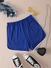 Elastic Waist Trim Shorts Casual Sporty Binding Shorts