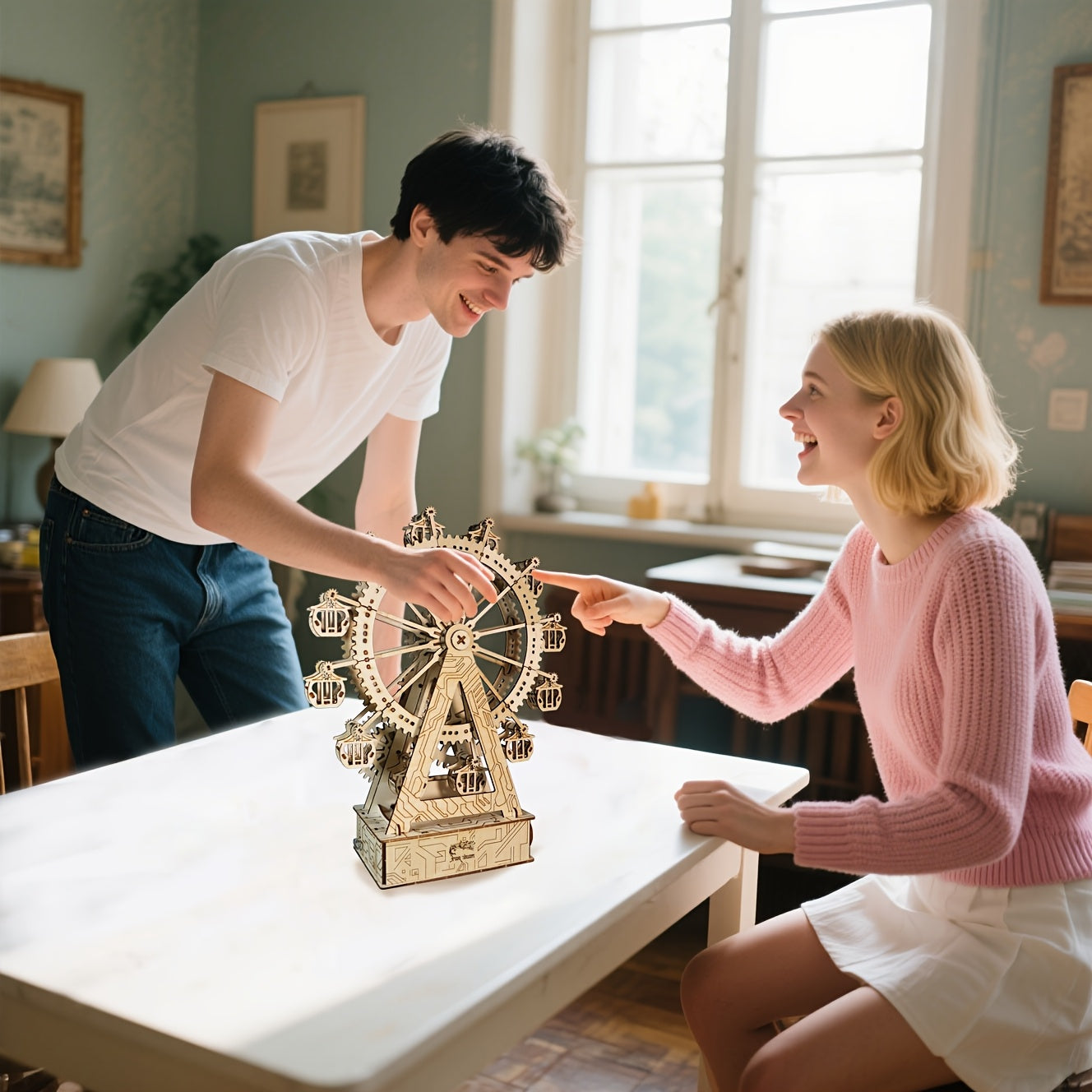 3D Wooden Puzzle Gear Ferris Wheel Music Box You Are My Sunshine