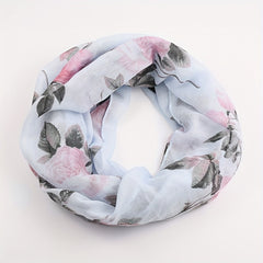 Pink Rose Printed Silk Scarf with Windproof Breathable Design