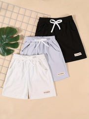 3pcs Boys KISS YOUSELF Shorts Casual Soft Breathable Summer Kids Clothes