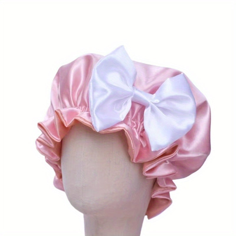 Girls Bow Sleep Bonnet Hat for Long Hair