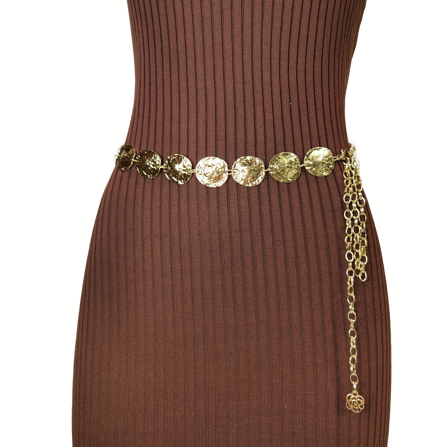 Golden Coins Metal Chain Belt Punk Adjustable Waist Chain Body Jewelry